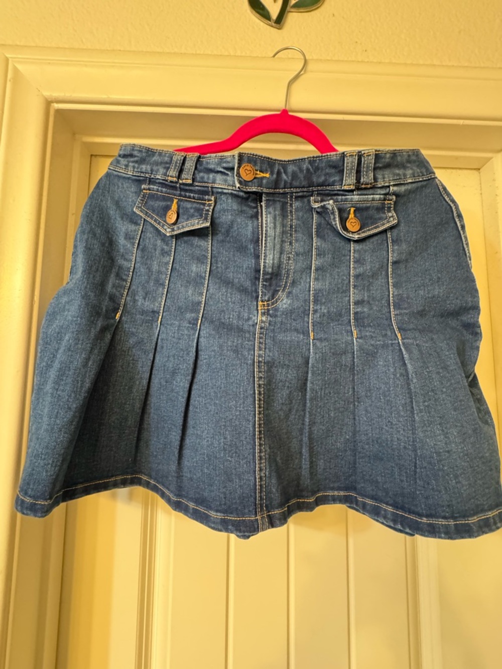Pleated Denim Mini Skirt - Blue
